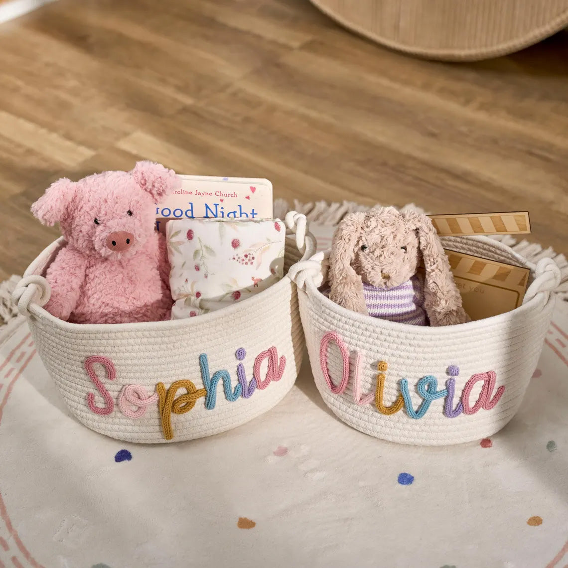 Personalized Knitted Baby Baskets