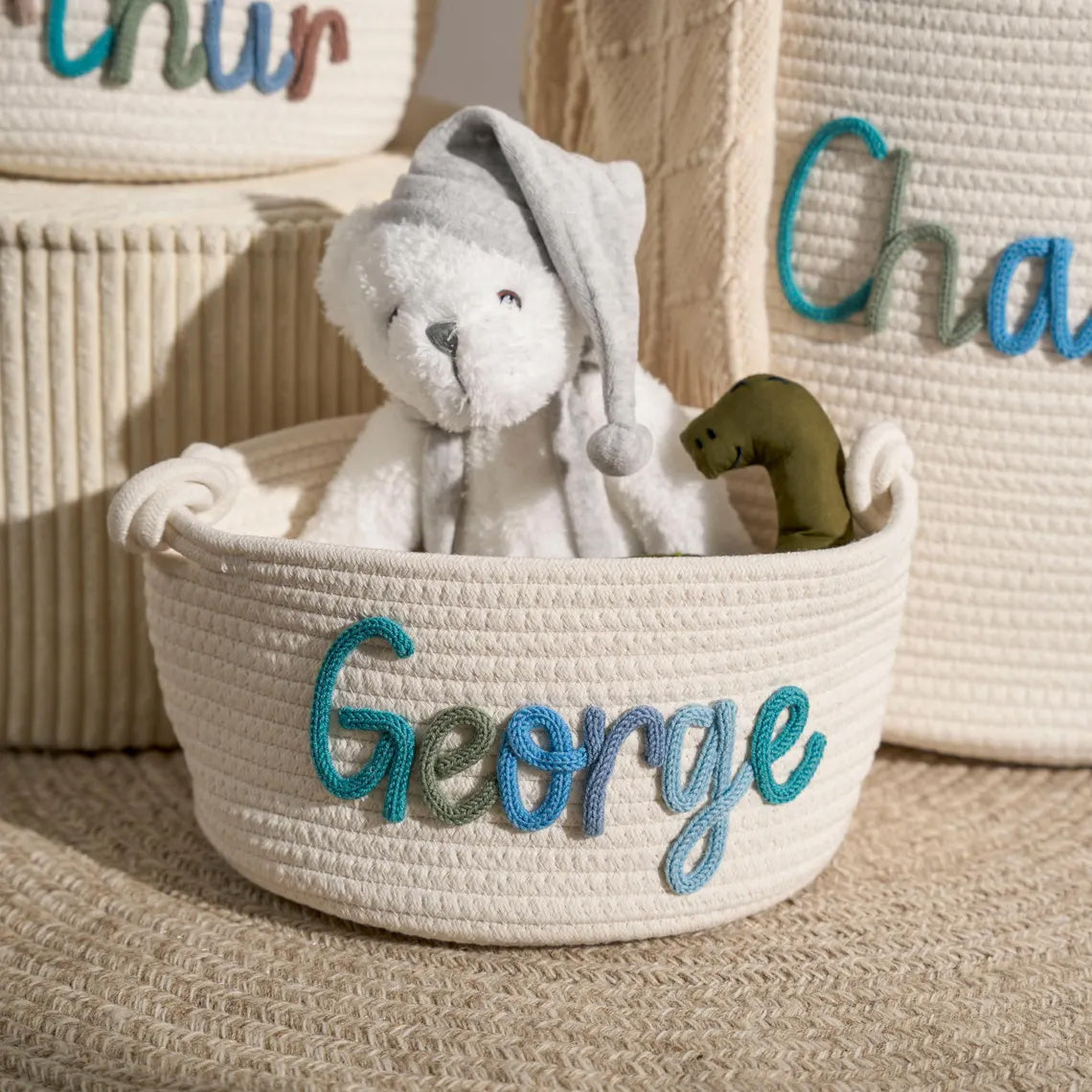 Personalized Knitted Baby Baskets
