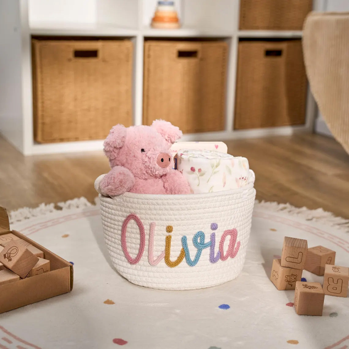 Personalized Knitted Baby Baskets