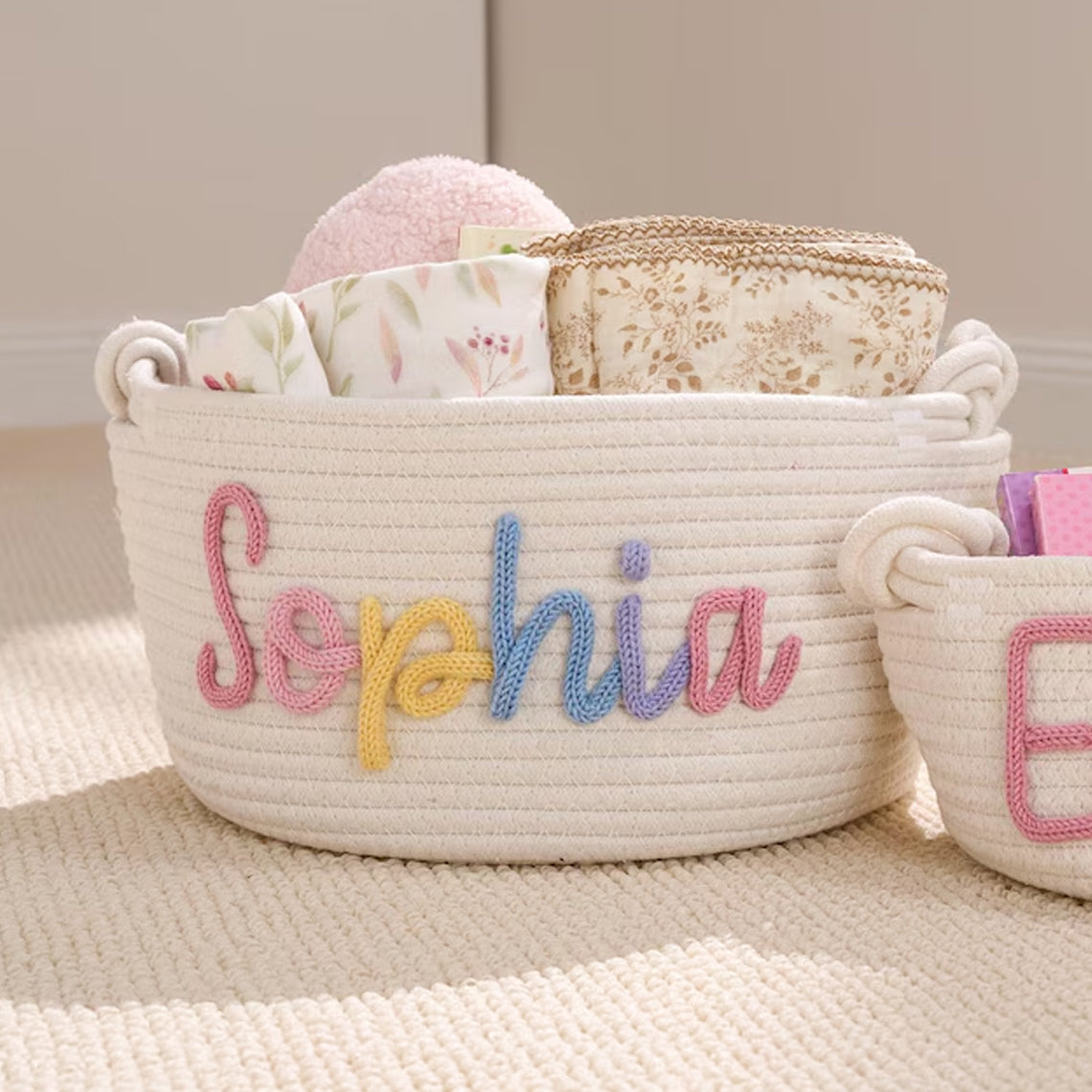 Personalized Knitted Baby Baskets